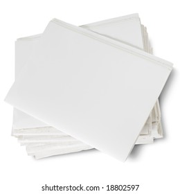 Stack Of Blank Newspapers On White