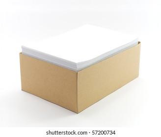 Stack of blank paper in boxes