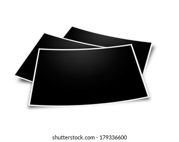 Stack blank photo isolated on white background.