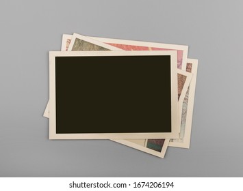 Stack of Blank vintage photos - Shutterstock ID 1674206194