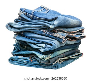 Stack Of Blue Denim Clothes