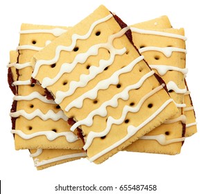 Stack Of Blueberry Gluten Free Poptarts Over White.