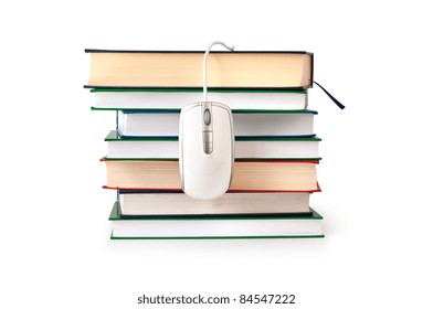 stack of book with computer mouse
