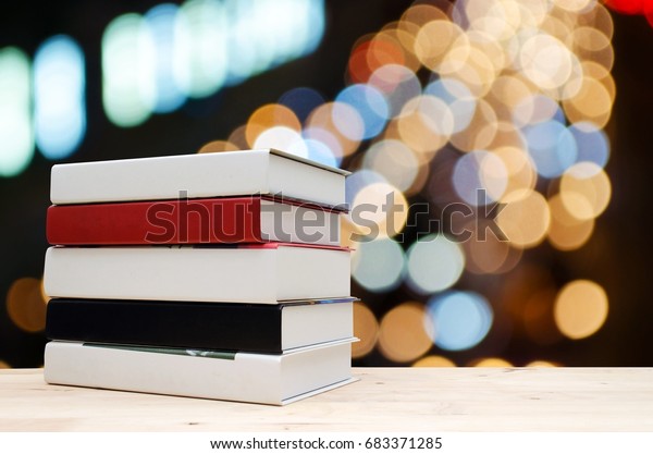 Stack Book On Desk No Labels Stock Photo Edit Now 683371285