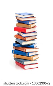 Stack of books in colour covers with white sheets isolated on a white background - Shutterstock ID 1850230672