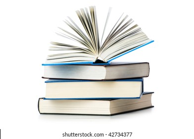 Stack Of Books Isolated On The White