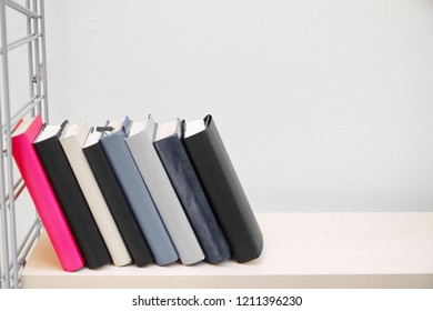 Stack of books in library