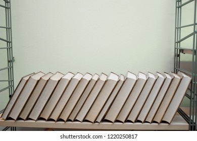 Stack of books in library
