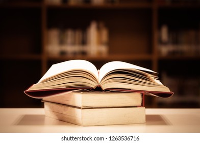 Stack of books in the library