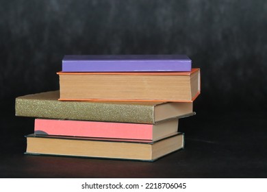 Stack Of Books On Black