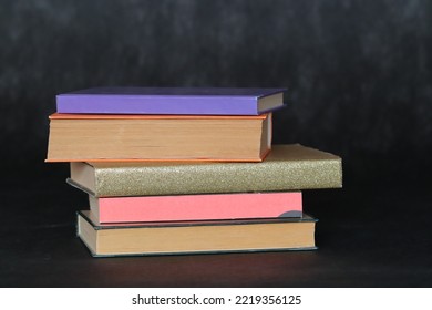 Stack Of Books On Black