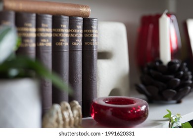 Stack of books on a shelf