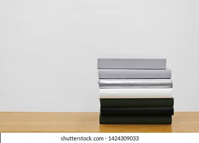 Stack of books on table