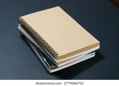 stack of books on a table, left high angle view of books