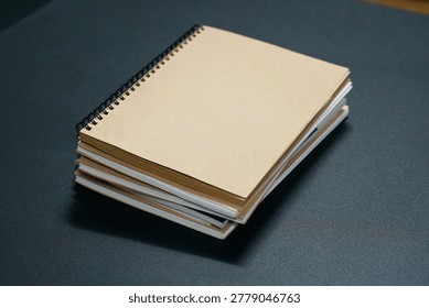 stack of books on a table, right high angle view of books