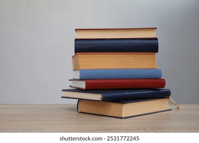 stack of books on white