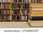 stack of books on white background, stack of books against the background of library, education, books on wooden table, high quality professional photography, High quality book photography, Best Book Photo, In the background,
The lighting is natural and soft, creating a warm, 
peaceful atmosphere typical of a space dedicated to study or reading.
A beautiful set of books by the world