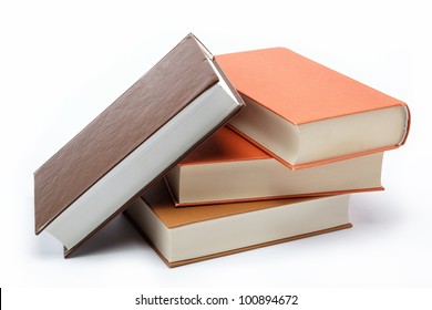 A Stack Of Books On A White Background.