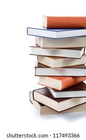 A Stack Of Books On A White Background.