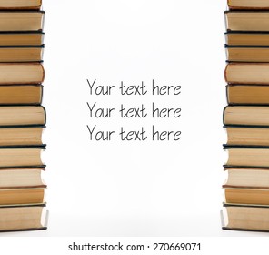 A Stack Of Books On White Background. Copy Space For Your Text. Ideas For Business And Self-development. Study Background.