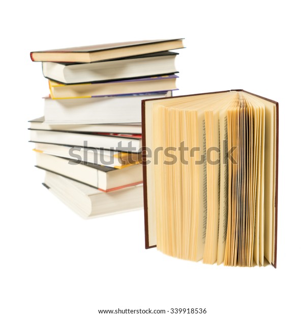 Stack Books One Open Book On Stock Photo 339918536 | Shutterstock