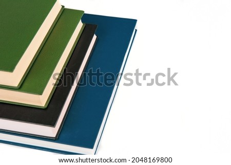 Stack of books with white background