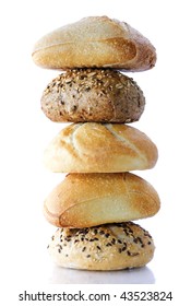 Stack Of Bread On White Background