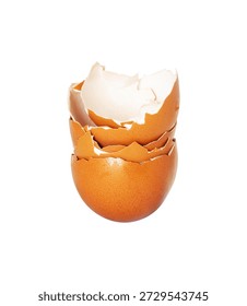 stack of broken egg shell isolated