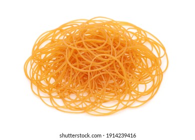 stack of brown rubber bands isolated on white background