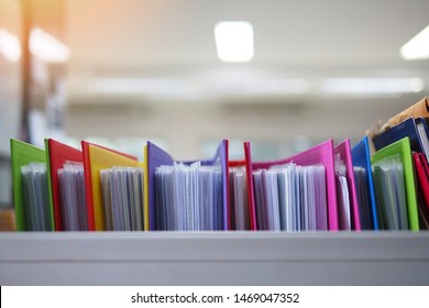 Stack Or Cabinet Of Document Files In The Office, Business, Finance, Or Education Concept Picture Of Pile Of Colorful Files Of Papers In The Business Firm Or Company