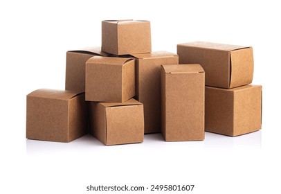 Stack of cardboard boxes on white background - Powered by Shutterstock