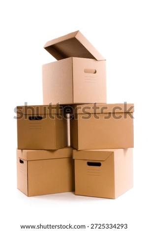 stack of cardboard boxes. you can add your own gift, goods to the inside of the boxes or in front of...