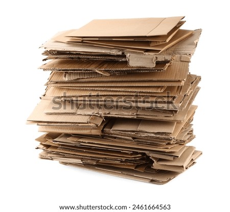 Stack of cardboard pieces isolated on white