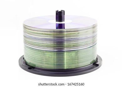 Stack of CD roms on a white background
