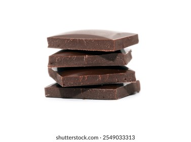 Stack of chocolate bars isolated on white background