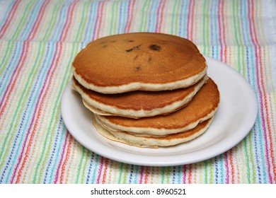 Stack Of Chocolate Chip Pancakes.