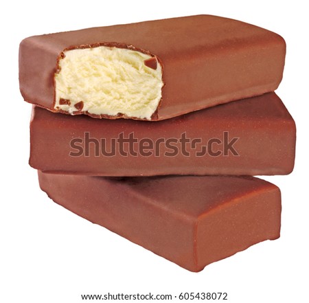 STACK OF CHOCOLATE COATED ICE CREAM BARS