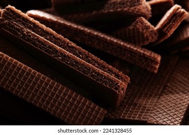 Stack of chocolate wafer biscuits