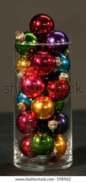 Stack Christmas Ornaments Vase Stock Photo Edit Now 598962