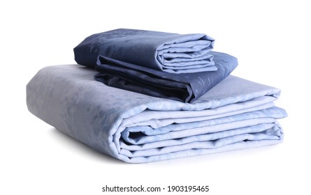 Stack Of Clean Bed Linen Isolated On White