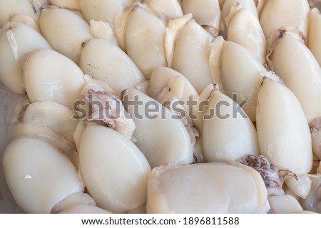 stack of clean common cuttlefish or European common cuttlefish (Sepia officinalis) sold at market,seafood.