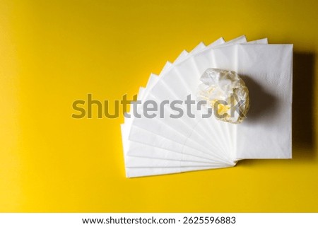 A stack of clean, white dry tissues arranged neatly on a surface. Soft texture and hygienic appearance, ideal for personal care, hygiene, or household use. Minimalist background emphasizes cleanlines