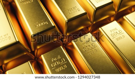 Stack close-up Gold Bars, weight of Gold Bars 1000 grams Concept of wealth and reserve. Concept of success in business and finance
