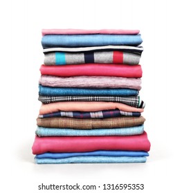 Stack Clothes Isolated On White Background Stock Photo 1316595353 ...