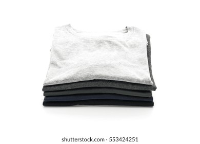 Stack Of Clothes On White Background