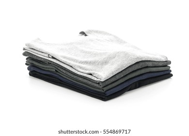 Stack Of Clothes On White Background