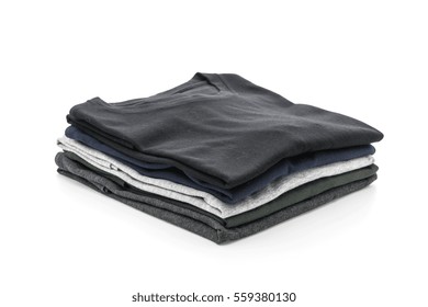 Stack Of Clothes On White Background