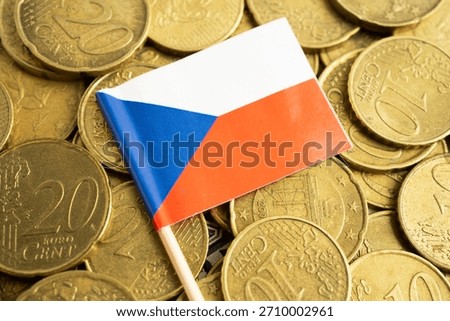 Stack of coins with Czech flag.
