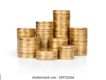 Stack Of Coins Isolated On White