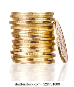 stack of coins isolated on white